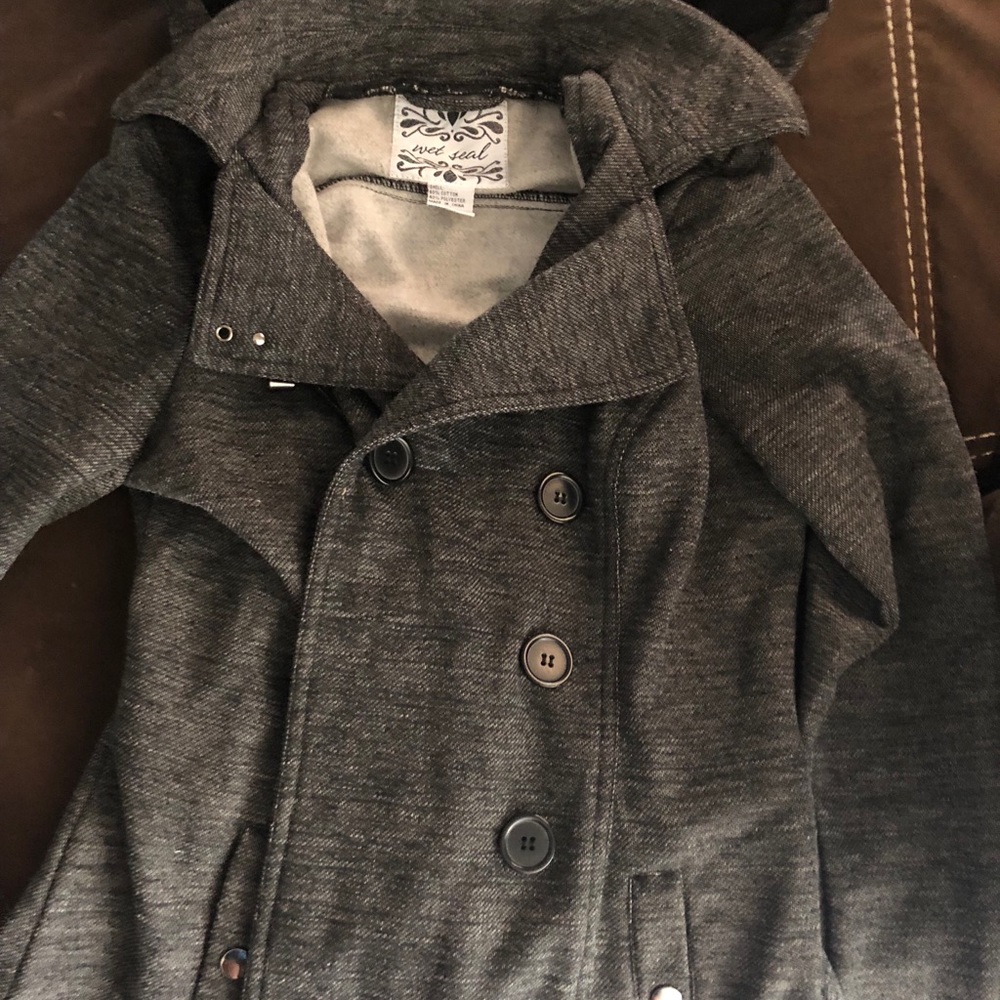 Gray coat with hood
